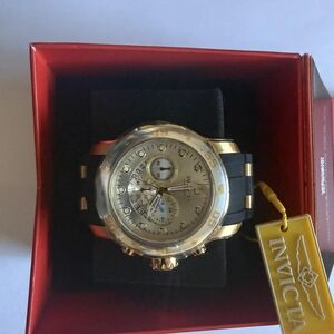 Invicta Gold and Black Men's Watch With Case